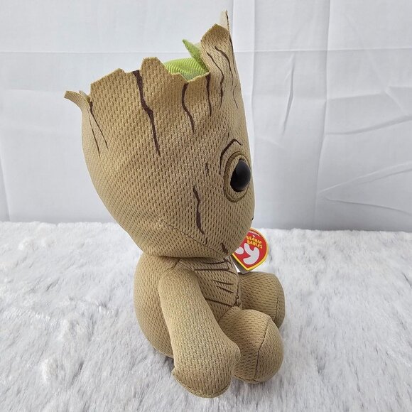 NWT Ty Beanie Baby Groot Plush 8” Marvel Guardians of the Galaxy w/ Heart Tags - Picture 2 of 9